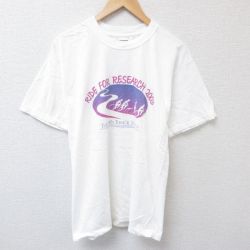 【20%OFF】L★古着 半袖 ビンテージ Tシャツ メンズ 00年代 00s リサーチ コットン クルーネック 白 ホワイト 25jun30 中古