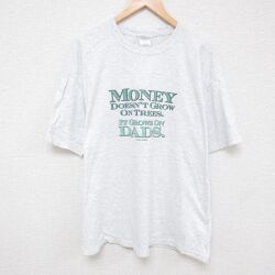 XL★古着 半袖 ビンテージ Tシャツ メンズ 00年代 00s メッセージ クルーネック 薄グレー 霜降り 25jul01 中古