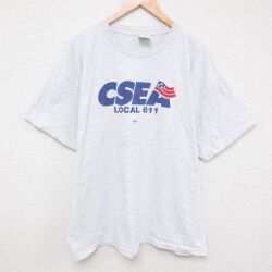 XL★古着 半袖 ビンテージ Tシャツ メンズ 90年代 90s CSEA 大きいサイズ コットン クルーネック USA製 薄グレー 霜降り 25jul01 中古