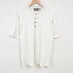XL★古着 EMS 半袖 ビンテージ Tシャツ メンズ 90年代 90s 無地 大きいサイズ コットン ヘンリーネック USA製 薄グレー 霜降り 【spe】 25jul02 中古