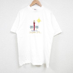 L★古着 オニータ 半袖 ビンテージ Tシャツ メンズ 90年代 90s 灯台 刺繍 コットン クルーネック 白 ホワイト 25jul04 中古