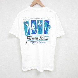 【50%OFF】L★古着 ヘインズ Hanes 半袖 ビンテージ Tシャツ メンズ 00年代 00s フィットネス コットン クルーネック 白 ホワイト 25jul04 中古