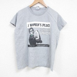 L★古着 半袖 ビンテージ Tシャツ メンズ 00年代 00s ウーマン クルーネック USA製 グレー 霜降り 25jul04 中古
