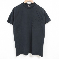 M★古着 フルーツオブザルーム 半袖 ビンテージ Tシャツ メンズ 00年代 00s 無地 胸ポケット付き コットン クルーネック 黒 ブラック 25jul03 中古