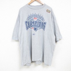 XL★古着 リーボック REEBOK 半袖 ビンテージ Tシャツ メンズ 00年代 00s NFL ニューイングランドペイトリオッツ 大きいサイズ クルーネック グレー 霜降り アメフト スーパーボウル 25jul03 中古