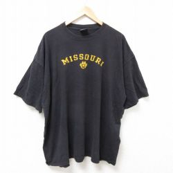 XL★古着 半袖 ビンテージ Tシャツ メンズ 00年代 00s ミーズーリ 大きいサイズ コットン クルーネック 黒 ブラック 25jul07 中古