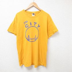 XL★古着 半袖 ビンテージ Tシャツ メンズ 00年代 00s CITY コットン クルーネック 黄 イエロー 25jul07 中古