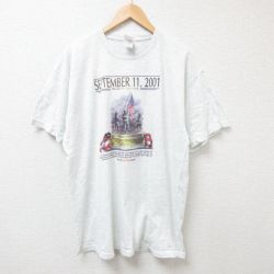 XL★古着 フルーツオブザルーム 半袖 ビンテージ Tシャツ メンズ 00年代 00s 星条旗 クルーネック 薄グレー 霜降り 25jul07 中古