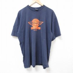 XL★古着 半袖 ビンテージ Tシャツ メンズ 00年代 00s D&B4 大きいサイズ コットン クルーネック USA製 紺 ネイビー 25jul07 中古