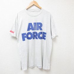 【50%OFF】XL★古着 半袖 ビンテージ Tシャツ メンズ 90年代 90s エアフォース 大きいサイズ クルーネック 薄グレー 霜降り 25jul07 中古