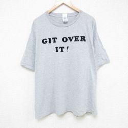 XL★古着 半袖 ビンテージ Tシャツ メンズ 00年代 00s GIT フロッキープリント 大きいサイズ クルーネック グレー 霜降り 25jul07 中古