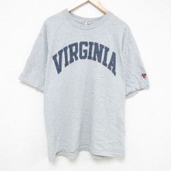 XL★古着 半袖 ビンテージ Tシャツ メンズ 00年代 00s バージニア 大きいサイズ クルーネック グレー 霜降り 25jul07 中古
