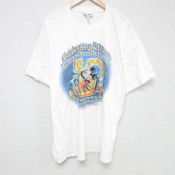 【20%OFF】XL★古着 半袖 ビンテージ Tシャツ メンズ 00年代 00s ディズニー DISNEY ミッキー MICKEY MOUSE 大きいサイズ クルーネック 白 ホワイト 25jul07 中古