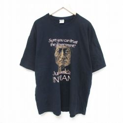 【50%OFF】XL★古着 半袖 ビンテージ Tシャツ メンズ 00年代 00s インディアン 大きいサイズ コットン クルーネック 黒 ブラック 25jul08 中古