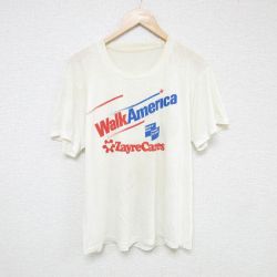 L★古着 半袖 ビンテージ Tシャツ メンズ 80年代 80s ウォークアメリカ クルーネック 白 ホワイト 25jul08 中古