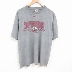 XL★古着 ナイキ NIKE 半袖 ビンテージ Tシャツ メンズ 00年代 00s FSU 大きいサイズ クルーネック USA製 グレー 霜降り 25jul08 中古