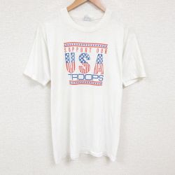 XL★古着 ヘインズ Hanes 半袖 ビンテージ Tシャツ メンズ 80年代 80s USAロゴ クルーネック USA製 白 ホワイト 25jul09 中古
