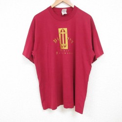 XL★古着 フルーツオブザルーム 半袖 ビンテージ Tシャツ メンズ 90年代 90s 十字架 クルーネック USA製 赤 レッド 25jul10 中古