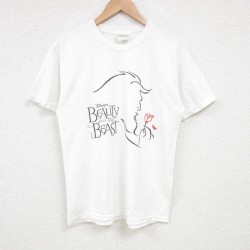 M★古着 ヘインズ Hanes 半袖 ビンテージ Tシャツ メンズ 00年代 00s ディズニー DISNEY 美女と野獣 クルーネック 白 ホワイト 25jul10 中古