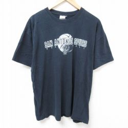 XL★古着 半袖 ビンテージ Tシャツ メンズ 00年代 00s NBA サンアントニオスパーズ 大きいサイズ コットン クルーネック 黒 ブラック バスケットボール 25jul10 中古