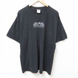 【50%OFF】アラスカ 00s 半袖Tシャツ 刺繍 ブラック XL | 古着