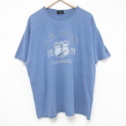 XL★古着 MVスポーツ 半袖 ビンテージ Tシャツ メンズ 00年代 00s USオープン コットン クルーネック 薄紺 ネイビー 25jul10 中古