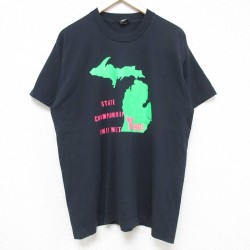 L★古着 スクリーンスターズ 半袖 ビンテージ Tシャツ メンズ 90年代 90s SWIM クルーネック USA製 黒 ブラック 25jul10 中古