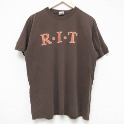 【50%OFF】L★古着 半袖 ビンテージ Tシャツ メンズ 00年代 00s RIT コットン クルーネック 茶 ブラウン 25jul10 中古