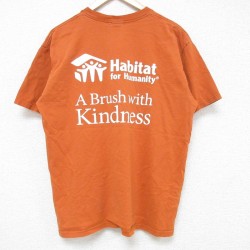 【20%OFF】L★古着 半袖 ビンテージ Tシャツ メンズ 00年代 00s Habitat コットン クルーネック 濃オレンジ 25jul10 中古