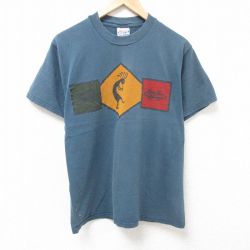 M★古着 ヘインズ Hanes 半袖 ビンテージ Tシャツ メンズ 00年代 00s ココペリ ホピ族 コットン クルーネック 緑 グリーン 25jul11 中古