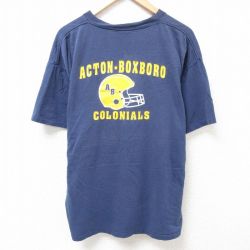 XL★古着 オニータ 半袖 ビンテージ Tシャツ メンズ 90年代 90s アメフト 大きいサイズ コットン クルーネック 紺 ネイビー 25jul11 中古