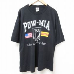 XL★古着 半袖 ビンテージ Tシャツ メンズ 90年代 90s POW 大きいサイズ コットン クルーネック 黒 ブラック 25jul11 中古