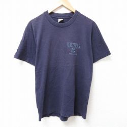 M★古着 半袖 ビンテージ Tシャツ メンズ 90年代 90s アイランド コットン クルーネック USA製 紺 ネイビー 25jul11 中古