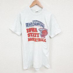 L★古着 フルーツオブザルーム 半袖 ビンテージ Tシャツ メンズ 90年代 90s バスケットボール クルーネック USA製 薄グレー 霜降り 25jul11 中古