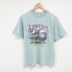 【50%OFF】L★古着 半袖 ビンテージ Tシャツ メンズ 00年代 00s 山 コットン クルーネック 薄紺 ネイビー 25jul11 中古