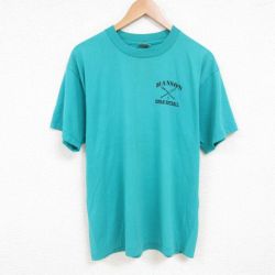 L★古着 フルーツオブザルーム 半袖 ビンテージ Tシャツ メンズ 90年代 90s ソフトボール クルーネック 青緑 25jul11 中古