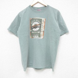 M★古着 半袖 ビンテージ Tシャツ メンズ 00年代 00s KITTY コットン クルーネック 薄緑 グリーン 25jul11 中古