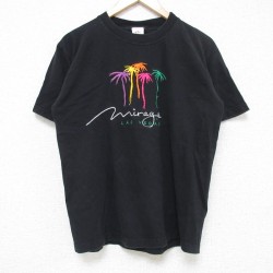 M★古着 半袖 ビンテージ Tシャツ メンズ 90年代 90s ラスベガス 刺繍 コットン クルーネック USA製 黒 ブラック 25jul11 中古