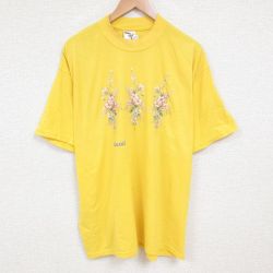 XL★古着 ジャージーズ 半袖 ビンテージ Tシャツ メンズ 00年代 00s 花 大きいサイズ クルーネック 黄 イエロー 25jul12 中古