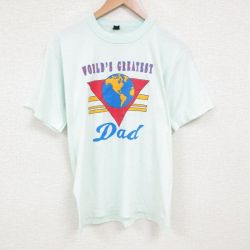 L★古着 半袖 ビンテージ Tシャツ メンズ 80年代 80s 地球 クルーネック USA製 薄緑 グリーン 25jul12 中古