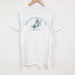 M★古着 TUUTEX 半袖 ビンテージ Tシャツ メンズ 90年代 90s 馬術 コットン クルーネック 薄グレー 霜降り 25jul12 中古