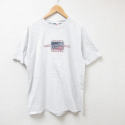 【50%OFF】L★古着 半袖 ビンテージ Tシャツ メンズ 00年代 00s グランパ 刺繍 コットン クルーネック 薄グレー 霜降り 25jul14 中古