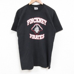 M★古着 半袖 ビンテージ Tシャツ メンズ 00年代 00s 海賊 コットン クルーネック 黒 ブラック 25jul14 中古