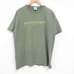 【20%OFF】M★古着 半袖 ビンテージ Tシャツ メンズ 00年代 00s give コットン クルーネック 薄緑 グリーン 25jul14 中古