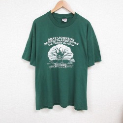 XL★古着 ヘインズ Hanes 半袖 ビンテージ Tシャツ メンズ 00年代 00s 木 大きいサイズ クルーネック 緑 グリーン 25jul16 中古