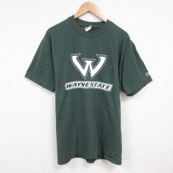 L★古着 チャンピオン champion 半袖 ビンテージ Tシャツ メンズ 00年代 00s WAYNE コットン クルーネック 緑 グリーン 25jul16 中古