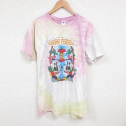 L★古着 半袖 ビンテージ Tシャツ メンズ 00年代 00s カエル コットン クルーネック 薄ピンク タイダイ 25jul16 中古