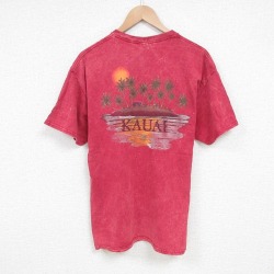 L★古着 半袖 ビンテージ Tシャツ メンズ 00年代 00s KAVAIコットン クルーネック 赤 レッド タイダイ 25jul16 中古