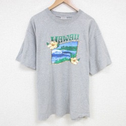 XL★古着 半袖 ビンテージ Tシャツ メンズ 00年代 00s ハワイ クルーネック グレー 霜降り 25jul16 中古