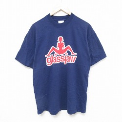 L★古着 スクリーンスターズ 半袖 ビンテージ Tシャツ メンズ 00年代 00s glassjaw コットン クルーネック 紺 ネイビー 25jul16 中古
